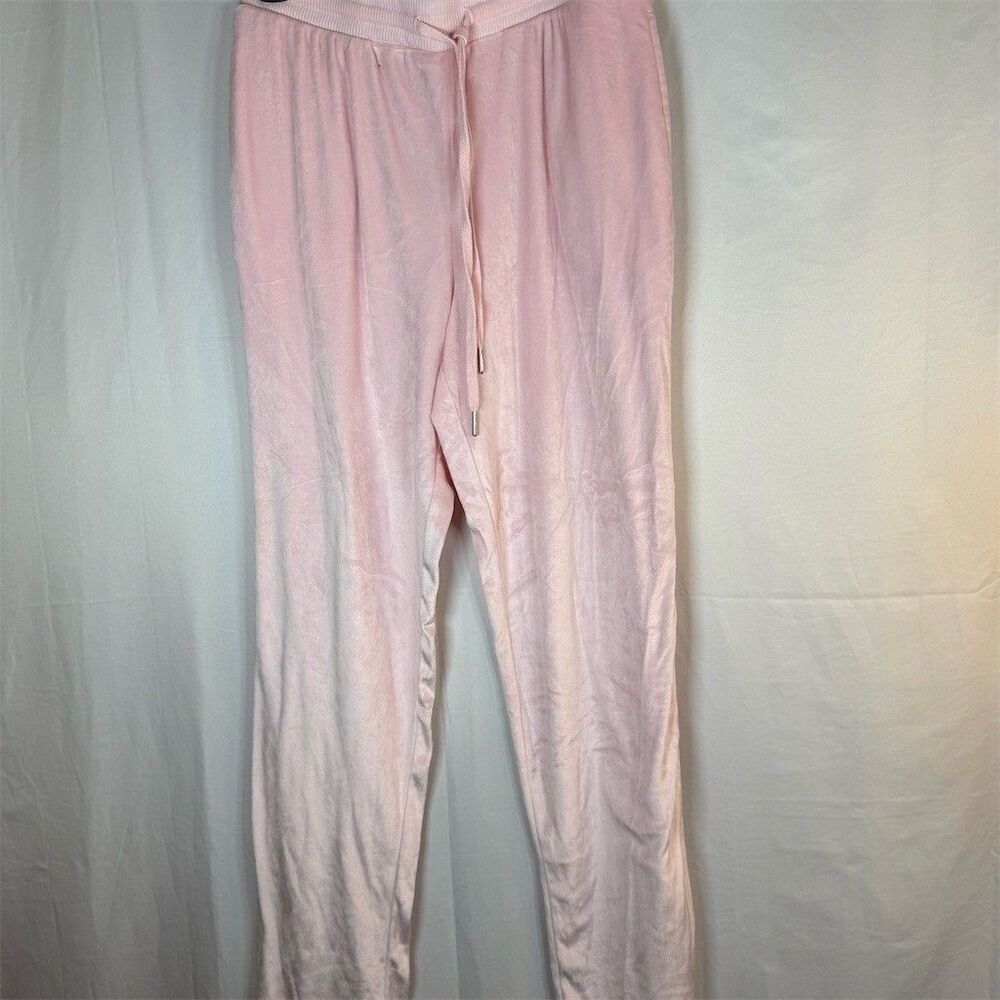 Juicy Couture Pajama Pants Womens S Pink Velour Rhinestone Logo Y2K